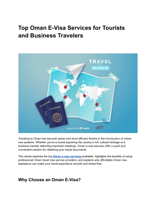 Top Oman E-Visa Services for Tourists and Business Travelers