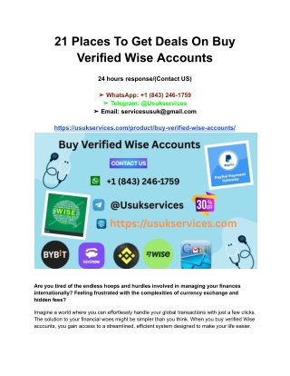 21 Places To Get Deals On Buy Verified Wise Accounts