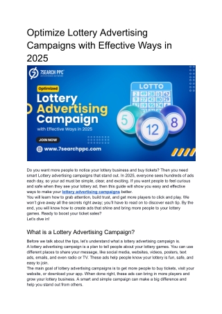Optimize Lottery Advertising Campaigns with Effective Ways in 2025