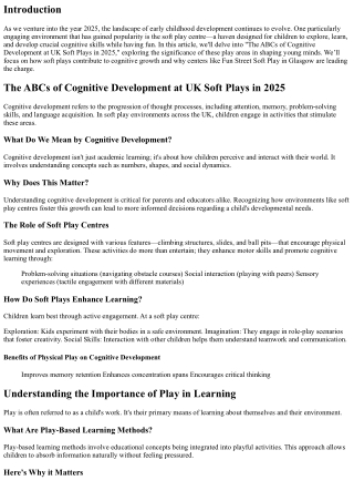 The ABCs of Cognitive Development at UK Soft Plays in 2025