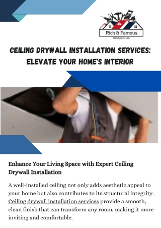 Transform Your Ceiling with Expert Drywall Installation