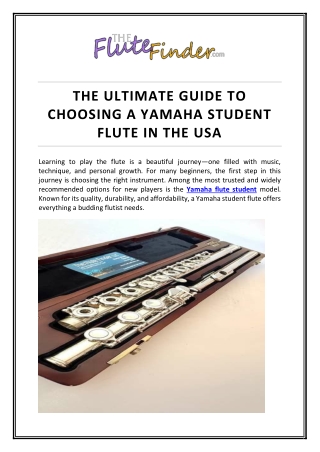 The Ultimate Guide to Choosing a Yamaha Student Flute in the USA