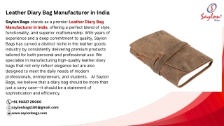 Leather Diary Bag Manufacturer in India