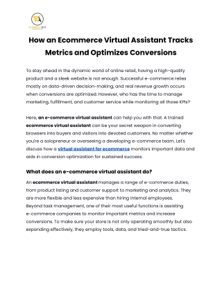 How an Ecommerce Virtual Assistant Tracks Metrics and Optimizes Conversions