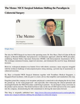 The Memo: NICE Surgical Solutions Shifting the Paradigm in Colorectal Surgery