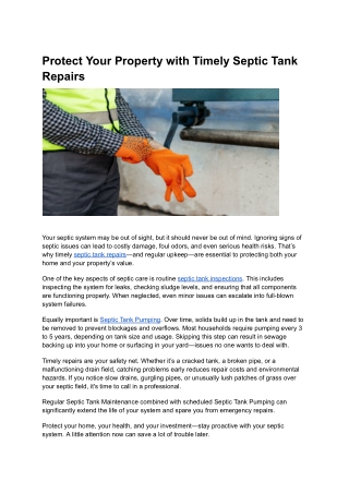 Timely Septic Tank Repairs to Protect Your Property | Gateway Septic