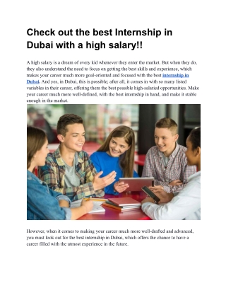 check out the best internship in dubai with