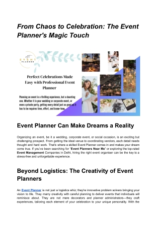 From Chaos to Celebration: The Event Planner's Magic Touch