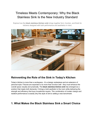 Timeless Meets Contemporary Why the Black Stainless Sink is the New Standard