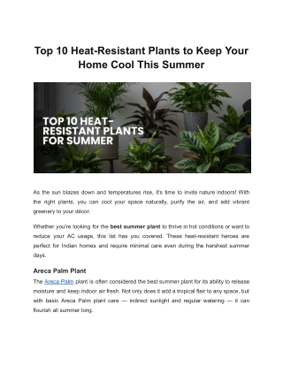 Top 10 Heat-Resistant Plants to Keep Your Home Cool This Summer