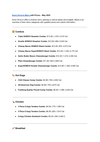 sonic drive in menu with prices may 2025