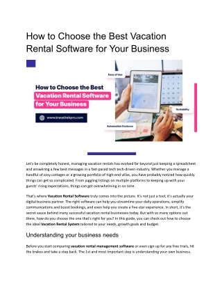 How to Choose the Best Vacation Rental Software for Your Business