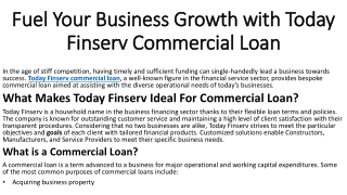 Today Finserv Commercial Loan Strategic Lending for Smart Business Growth