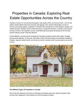 properties in canada exploring real estate