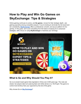 How to Play and Win Go Games on SkyExchange Tips & Strategies