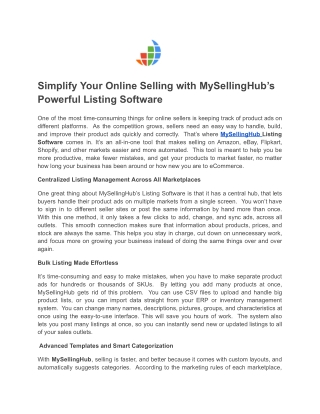 Simplify Your Online Selling with MySellingHub’s Powerful Listing Software