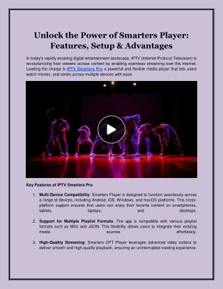 Unlock the Power of Smarters Player Features
