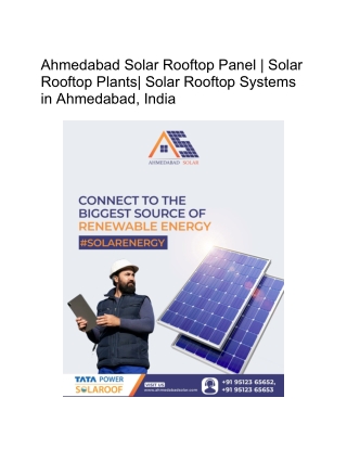 Ahmedabad Solar Rooftop Panel | Solar Rooftop Plants| Solar Rooftop Systems in A