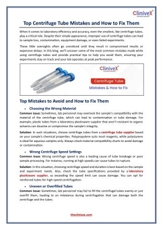 Top Centrifuge Tube Mistakes and How to Fix Them