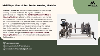 HDPE Pipe Manual Butt Fusion Welding Machine