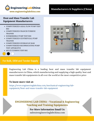Heat and Mass Transfer Lab Equipment Manufacturers