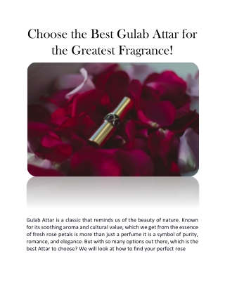 choose the best gulab attar for the greatest