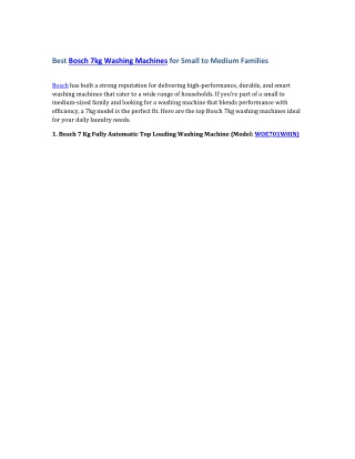 Best Bosch 7kg Washing Machines for Small to Medium Families