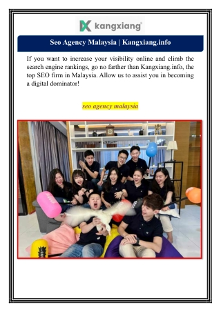 Seo Agency Malaysia | Kangxiang.info