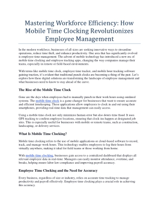 Mastering Workforce Efficiency