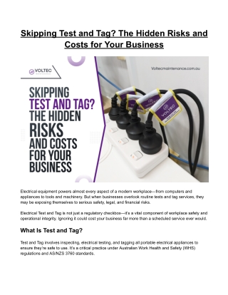 Skipping Test and Tag? The Hidden Risks and Costs for Your Business