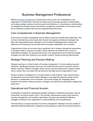 Business Management Professional