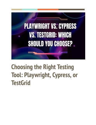 Comparing Playwright, Cypress & TestGrid: What Works Best for Modern Testing