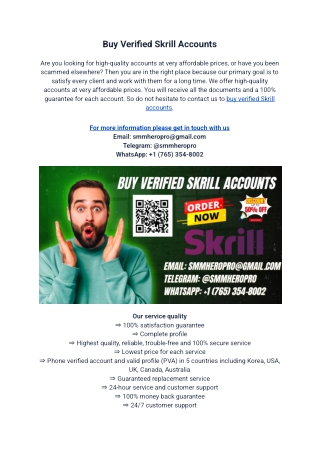 World Wide Best 17 Sites Buy Verified Skrill Accounts
