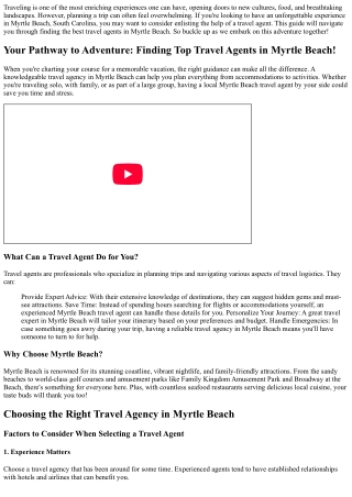 Your Pathway to Adventure: Finding Top Travel Agents in Myrtle Beach!