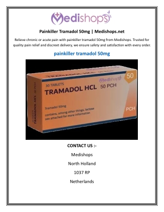 Painkiller Tramadol 50mg  Medishops.net