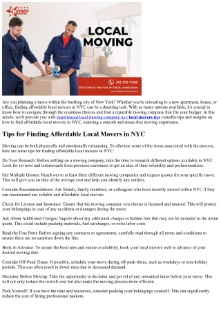 are you planning a move within the bustling city