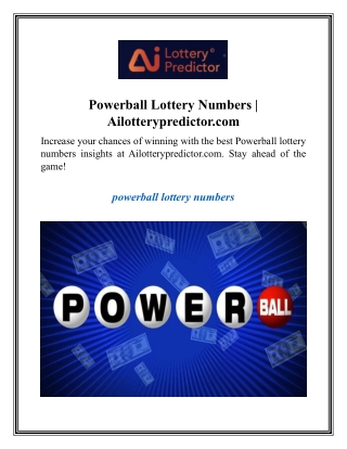 powerball lottery numbers ailotterypredictor com