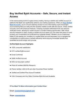 Buy Verified Bybit Accounts - 100% active and safe