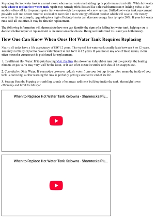 When is it The Best time to Replace an Old Hot Water Tank