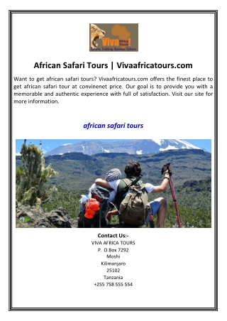 African Safari Tours  Vivaafricatours.com
