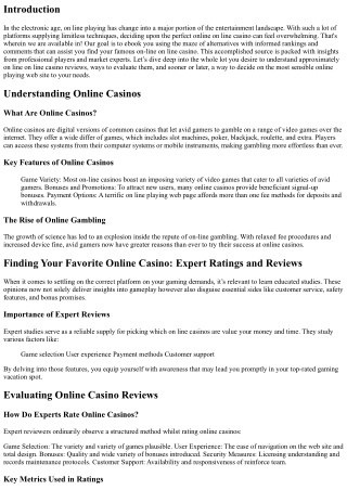Finding Your Favorite Online Casino: Expert Ratings and Reviews