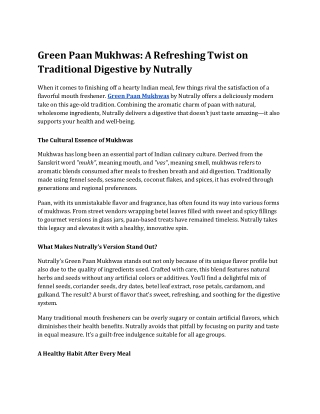 Green Paan Mukhwas: A Refreshing Twist on Traditional Digestive by Nutrally