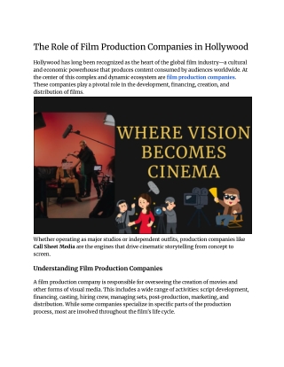 The Role of Film Production Companies in Hollywood (2)