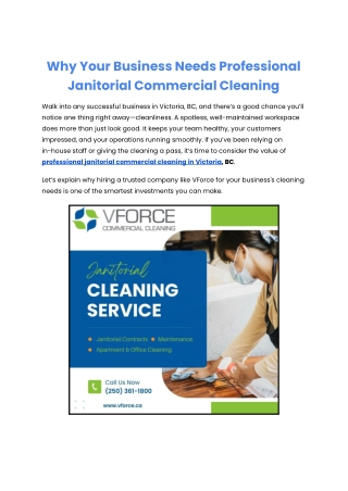 Why Your Business Needs Professional Janitorial Commercial Cleaning