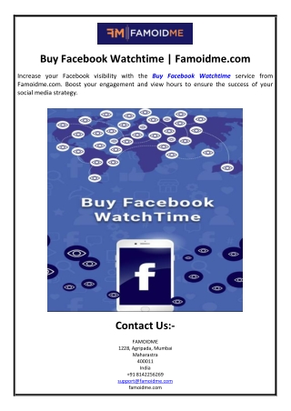 Buy Facebook Watchtime | Famoidme.com