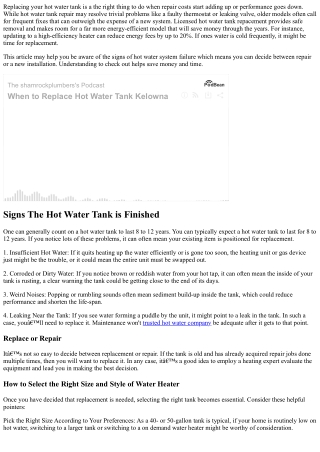 Signs It May be Time to Replace The Aging Hot Water Tank