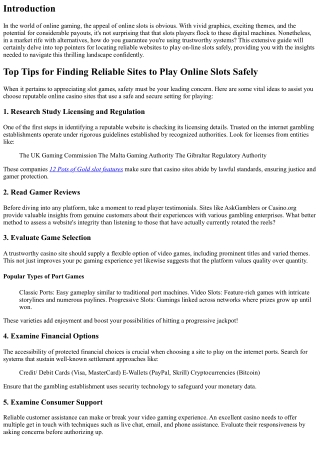 Leading Tips for Finding Reliable Sites to Play Online Slots Securely