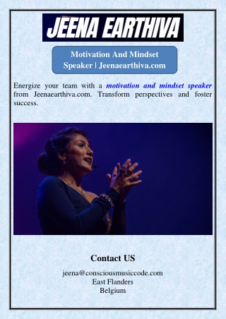 Motivation And Mindset Speaker | Jeenaearthiva.com