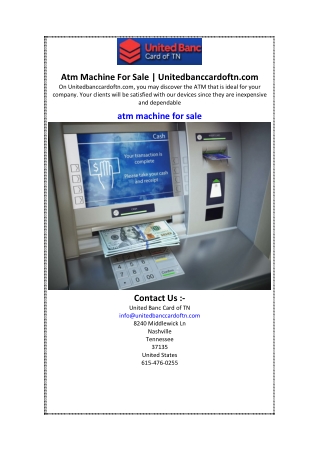 Atm Machine For Sale  Unitedbanccardoftn.com