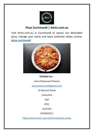 Pizza Currimundi | Amici.com.au
